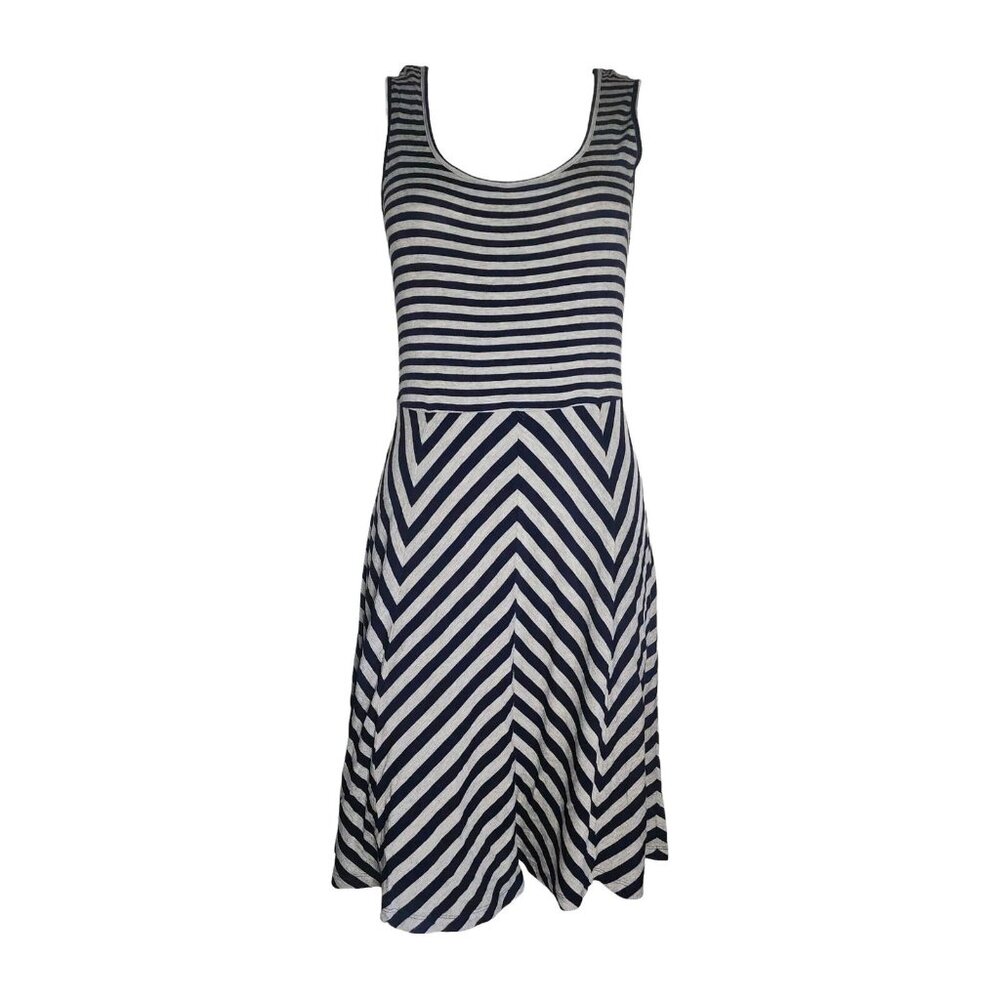 CALVIN KLEIN‎ Blue Gray Striped Sleeveless Pullover Dress Womens Size 6